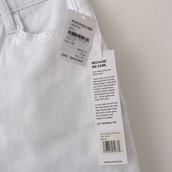NWT Hudson Noa Mid-Rise Straight Crop White Denim Jeans Size 23 - Picture 6 of 11